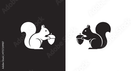 Minimalist Squirrel Logo Vector with Acorn Icon for Modern Branding