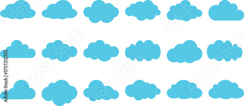 A Collection of Blue Cloud Icons on a White Background