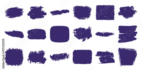 Collection of 18 Dark Purple Brush Stroke and Shape Elements