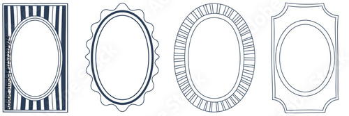 Set of four decorative oval frames vector illustrations scalable eps icons for graphic design projects silhouette vector illustration white background