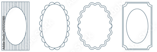 Set of four decorative oval frames vector graphics illustration for eps file type scalable design elements silhouette vector illustration white background