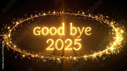 Goodbye 2025 Golden Sparkle Frame Graphic