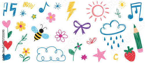 Whimsical hand drawn doodle pattern vector illustration scalable eps icon collection for design silhouette vector illustration white background