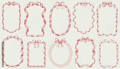 Set of 10 decorative ribbon frames elegant festive borders scalable vector illustrations for design projects silhouette vector illustration white background