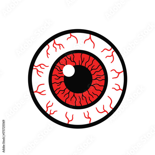 Red Bloodshot Eye Icon - Irritated, Tired, Allergy, Medical Concept
