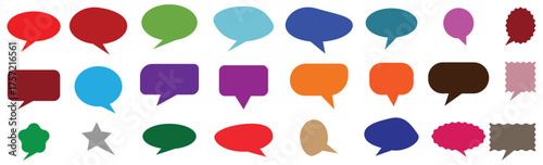 Big set of speech bubbles,Collection of colorful speech balloon communication concept, Speak bubble text, vector set of flat message bubbles show chat bubble or dialog boxes on white background.	
