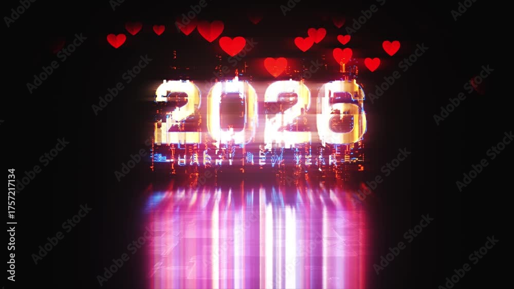 2026 Happy New Year glow text shine light effect cinematic title with ...