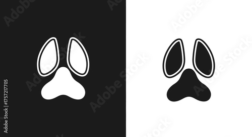 Minimalist Animal Paw Print Vector Icon Black and White Footprint Symbol