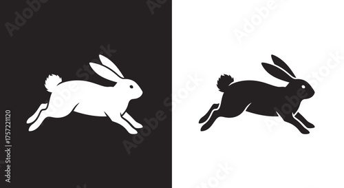 Minimalist Jumping Rabbit Silhouette Vector Logo Template