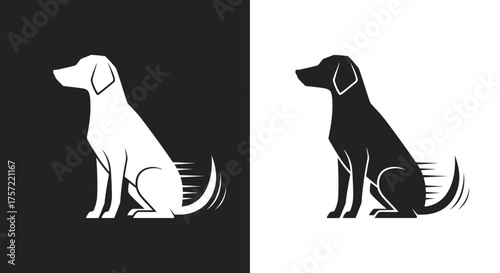 Modern Geometric Dog Logo Vector of a Sitting Canine Silhouette