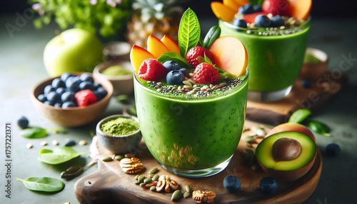 Green matcha smoothie, Ai generated image