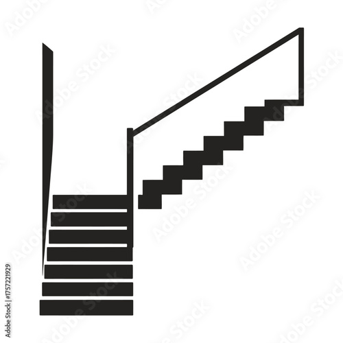 Minimalist black and white architectural staircase vector illustration for scalable designs silhouette vector illustration white background