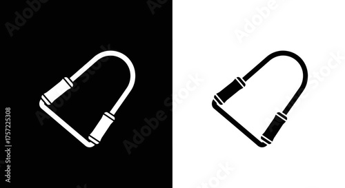 Minimalist Bike U Lock Icon Vector in Black and White for Security Graphics