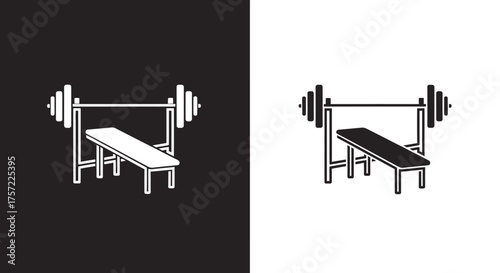 Minimalist Bench Press Vector Icon for Gym and Fitness Graphic Design
