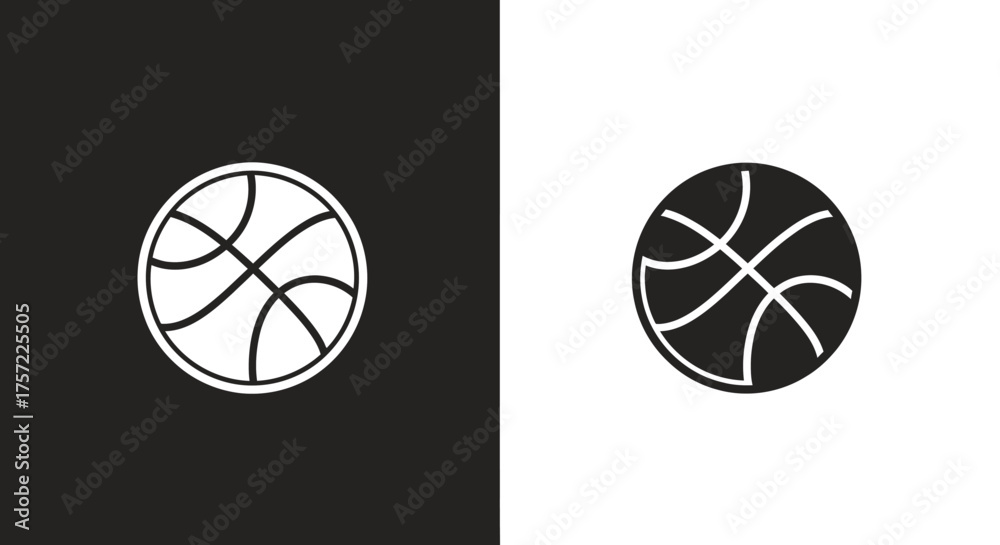 Fototapeta premium Minimalist Basketball Icon Vector Set in Black and White for Sports Design