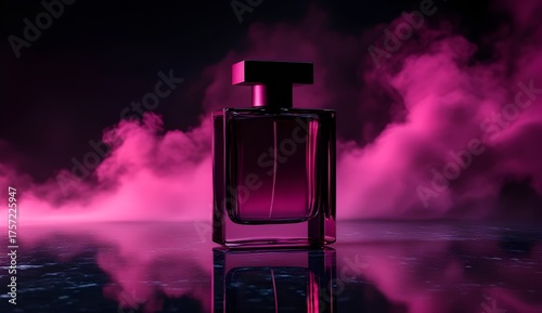 Sleek Bottle on Black Marble with Dramatic Lighting