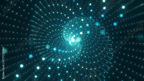 Spiral Light Particles In Deep Blue Digital Cosmos For Futuristic Data Visualization