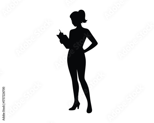 Silhouette illustration of a woman holding a book scalable vector graphic for eps files silhouette vector illustration white background