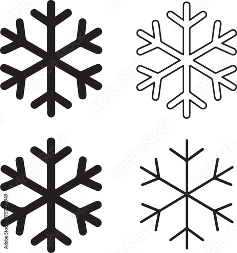 Isolated Black Snowflake, Winter Ice Crystal, Cold Season Weather, Minimal Vector, Modern Minimal, Black Line, Winter Icon, Snow Symbol, Cold Weather Design