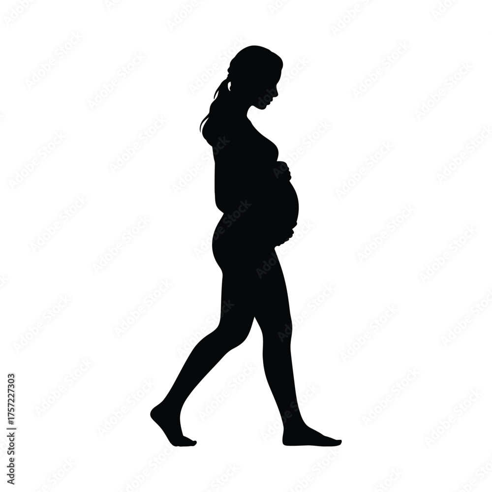 Fototapeta premium Elegant pregnant woman silhouette vector illustration for maternity and healthcare designs scalable eps silhouette vector illustration white background