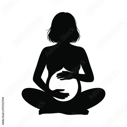 Pregnant woman silhouette vector illustration scalable eps icon representing motherhood and expectation silhouette vector illustration white background