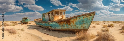 Desolate Boats Amidst the Aral Sea: A Visual Chronicle of Climate Catastrophe and the Asian Apocalypse