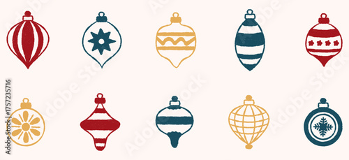 Cute crayon texture hand drawn Christmas decoration ball doodle vector illustration