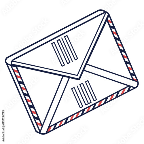 Isometric Airmail Envelope Icon for Communication and Correspondence