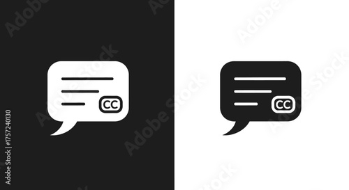 Minimalist Closed Caption Vector Icon with Speech Bubble for Web and App UI Design