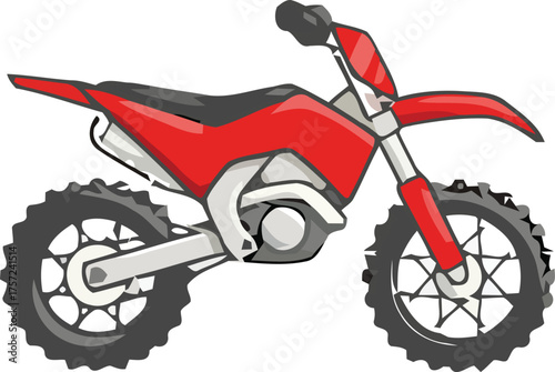Red Dirt Bike Cartoon Illustration