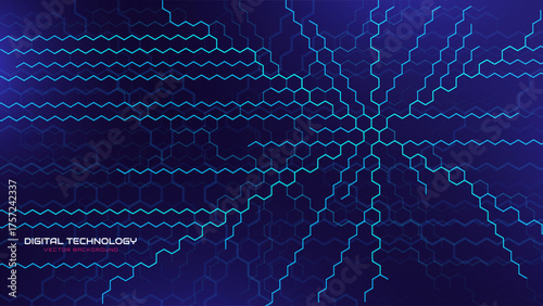 Hexagonal Abstract Technology Background. Hexagons Pattern for Hi-Tech Communication Design. Hi-tech Cyber Hexagon Sci-Fi Game Banner Grid. Vector Illustration