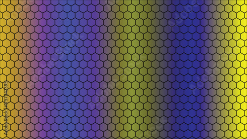 Abstract geometric honeycomb pattern with a vibrant blue and yellow gradient background