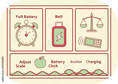 Flat Design Icons Depicting Objects And Concepts Related To Time And Measurement alarm clock bell