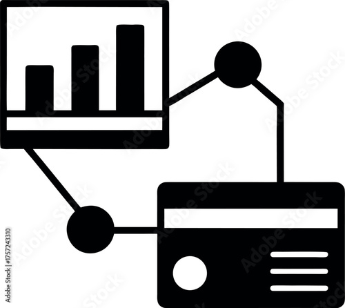 A conceptual 3D vector illustration of a business graph icon as a symbol of technology and design