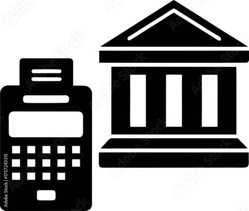 Vector illustration of a house and bank with money, a finance and business concept icon for real estate and property design