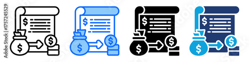 Expense Icon Set Multi Style Vector Illustration