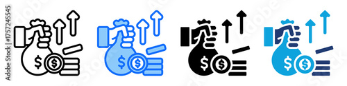 Net Income Icon Set Multi Style Vector Illustration