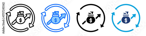 Cash Flow Icon Set Multi Style Vector Illustration