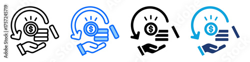 Return On Asset Icon Set Multi Style Vector Illustration