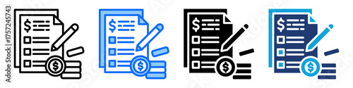 Financial Statement Icon Set Multi Style Vector Illustration