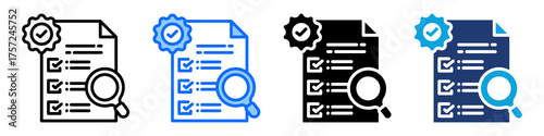 Quality Control Icon Set Multi Style Vector Illustration