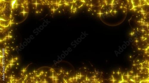 パチンコ、パチスロにありそうなキラキラ輝く金の枠のエフェクト