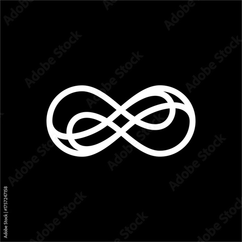 A minimalist, professional infinity symbol designed with overlapping, continuous lines. Represents endless possibility, perpetual motion, and lasting quality. Ideal for finance or high-tech.