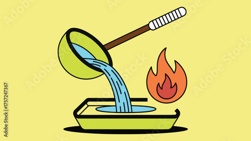 Water Pouring on Fire Vector Illustration – Opposite Elements Concept Art