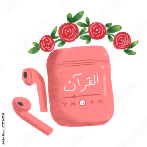 red rose sticker and listen quran