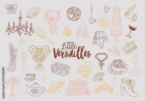 Coquette French Accessories & desserts clipart set