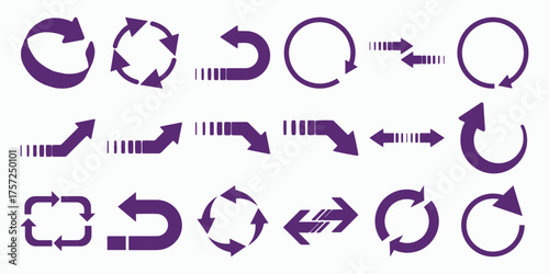 Collection of Purple Arrows Indicating Direction and Cycles