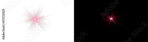 Vibrant red star PNG with sparkling glow and transparent light. Radiant beams and luminous highlights create a magical and elegant effect. Perfect for digital art, festive illustrations, or decorative