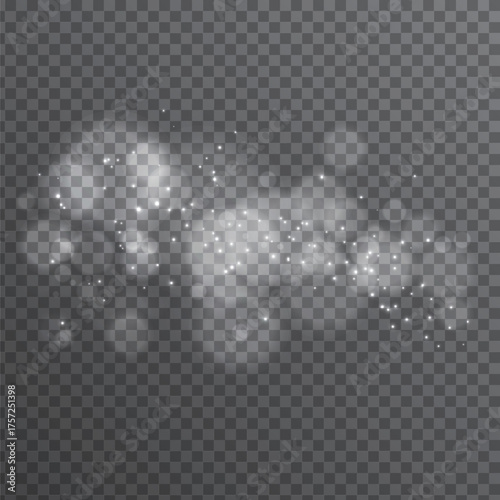 White Sparkle Glitter Bokeh Overlay Transparent, Soft Light Glow and Glitter Dust PNG, Elegant White Bokeh Glow Effect