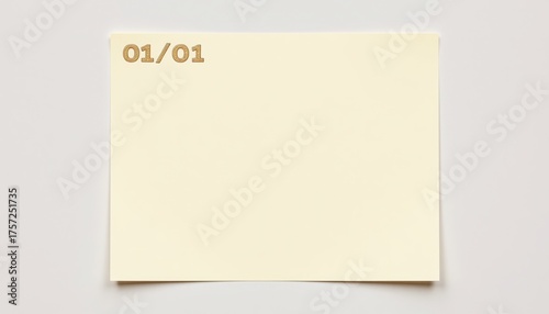 January first illustrated on notepad for New Year